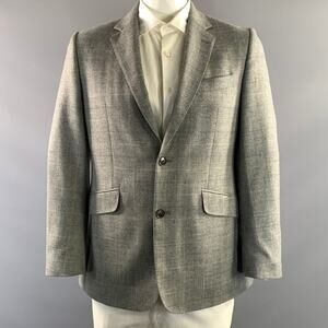 DUCHAMP Chest Size 40 Grey Blue & White Window Pane Wool Cashmere Sport Coat